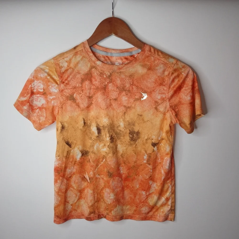 Reel Legends Aquaflauge S Fishing Orange Rash Guard Top - Picture 1 of 9
